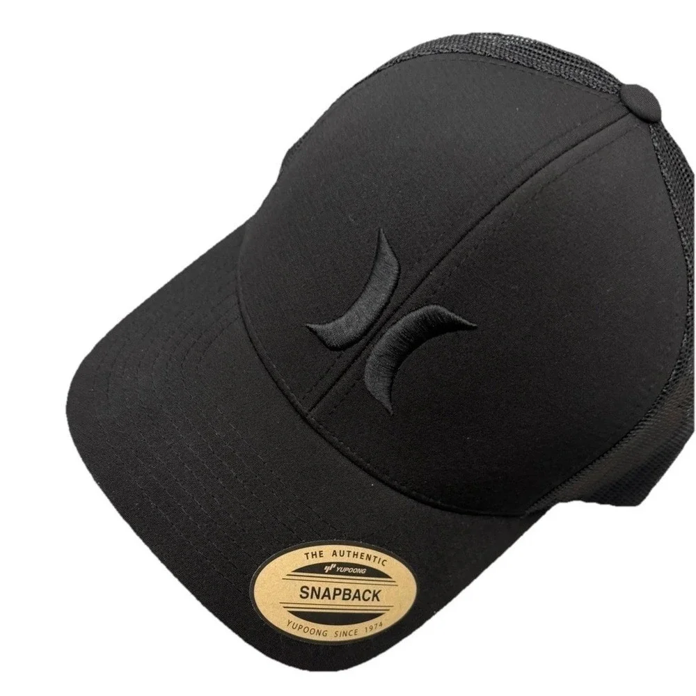 Hurley Men's M Del Mar Trucker Hat All Black Snapback Mesh Back Cap One Size New